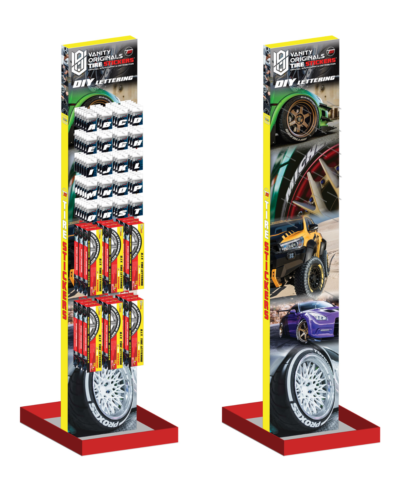 tire stickers display stand
