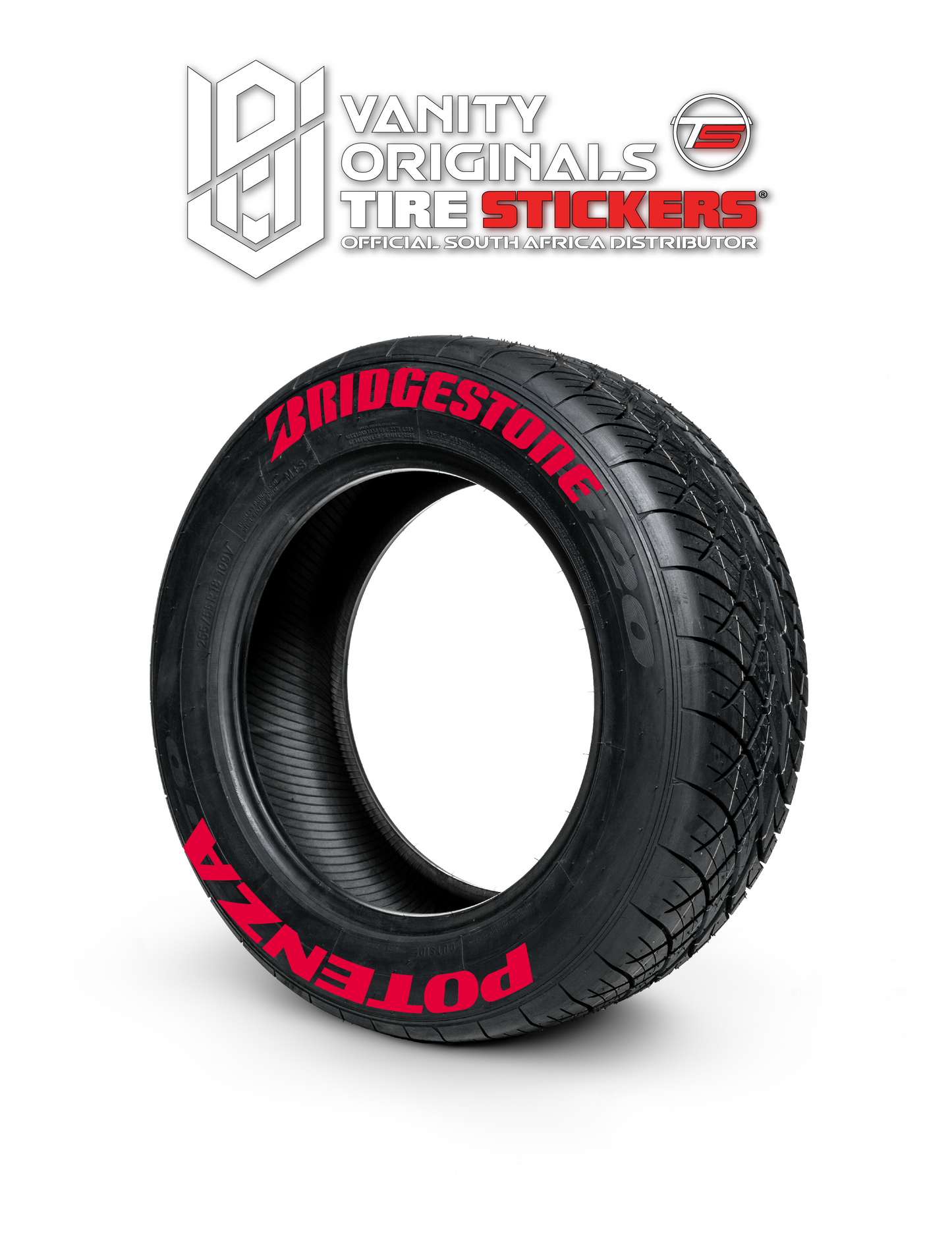Bridgestone Potenza ( 8x Rubber Decals, Adhesive & Instructions Included )