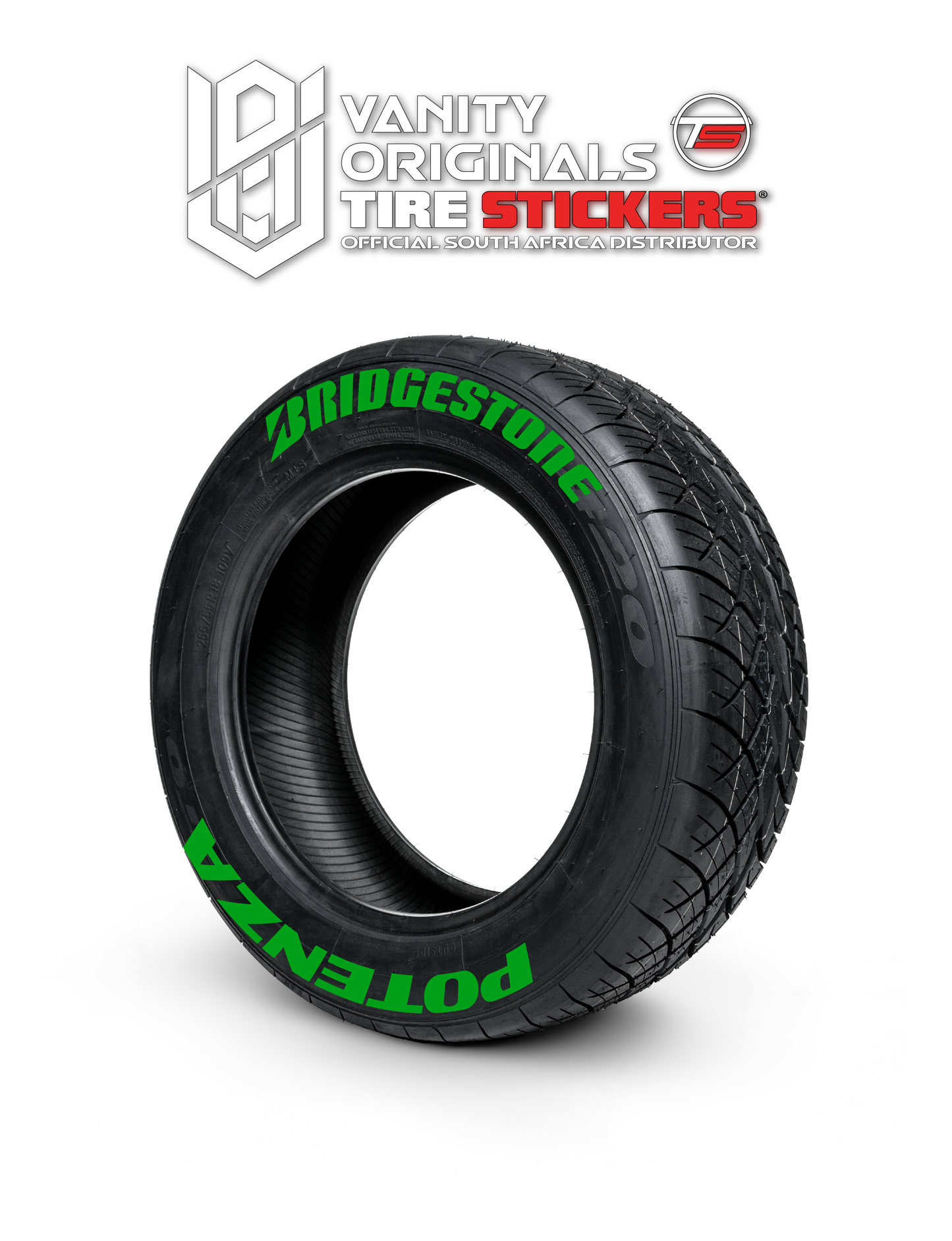 Bridgestone Potenza ( 8x Rubber Decals, Adhesive & Instructions Included )