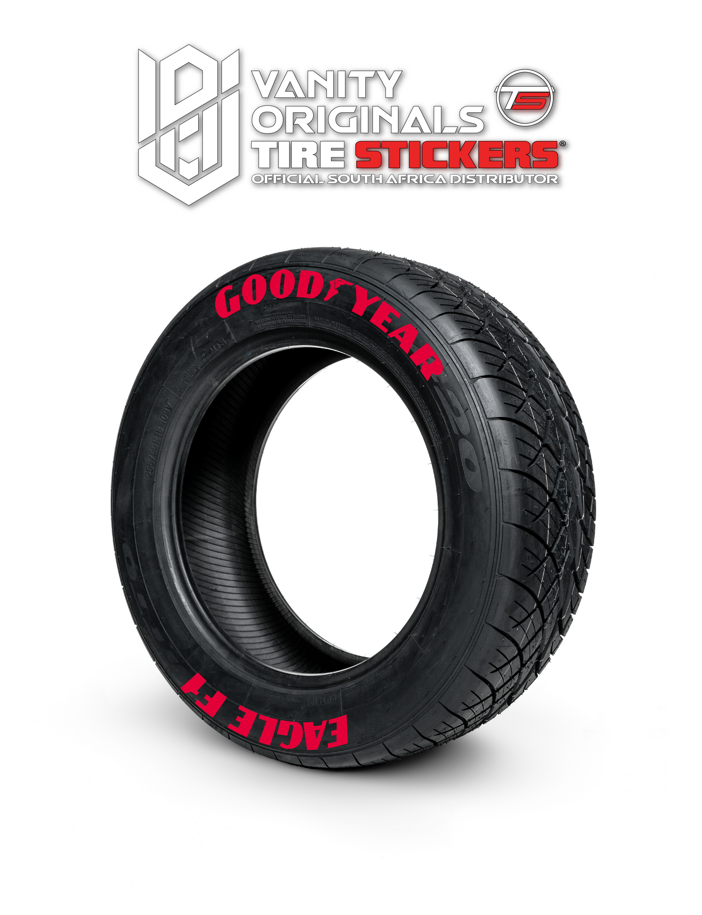 Goodyear Eagle F1 ( 8x Rubber Decals, Adhesive & Instructions Included )