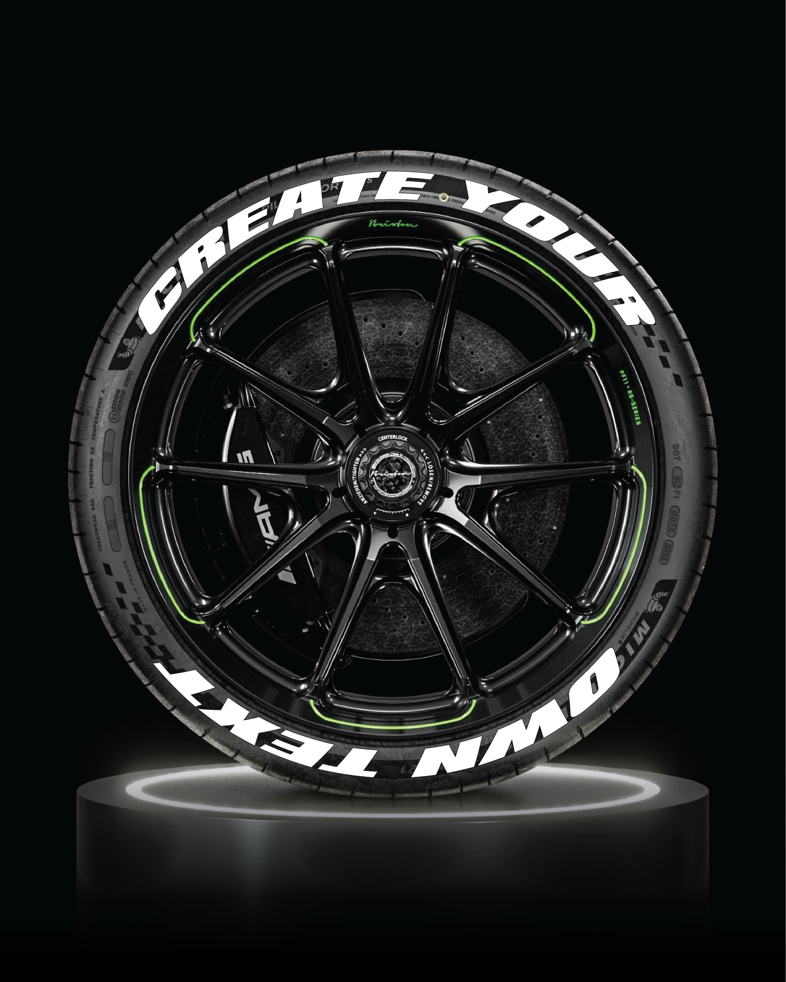 Custom Tire Lettering Decals (Set of 8) – Custom and Brand Tyre Lettering