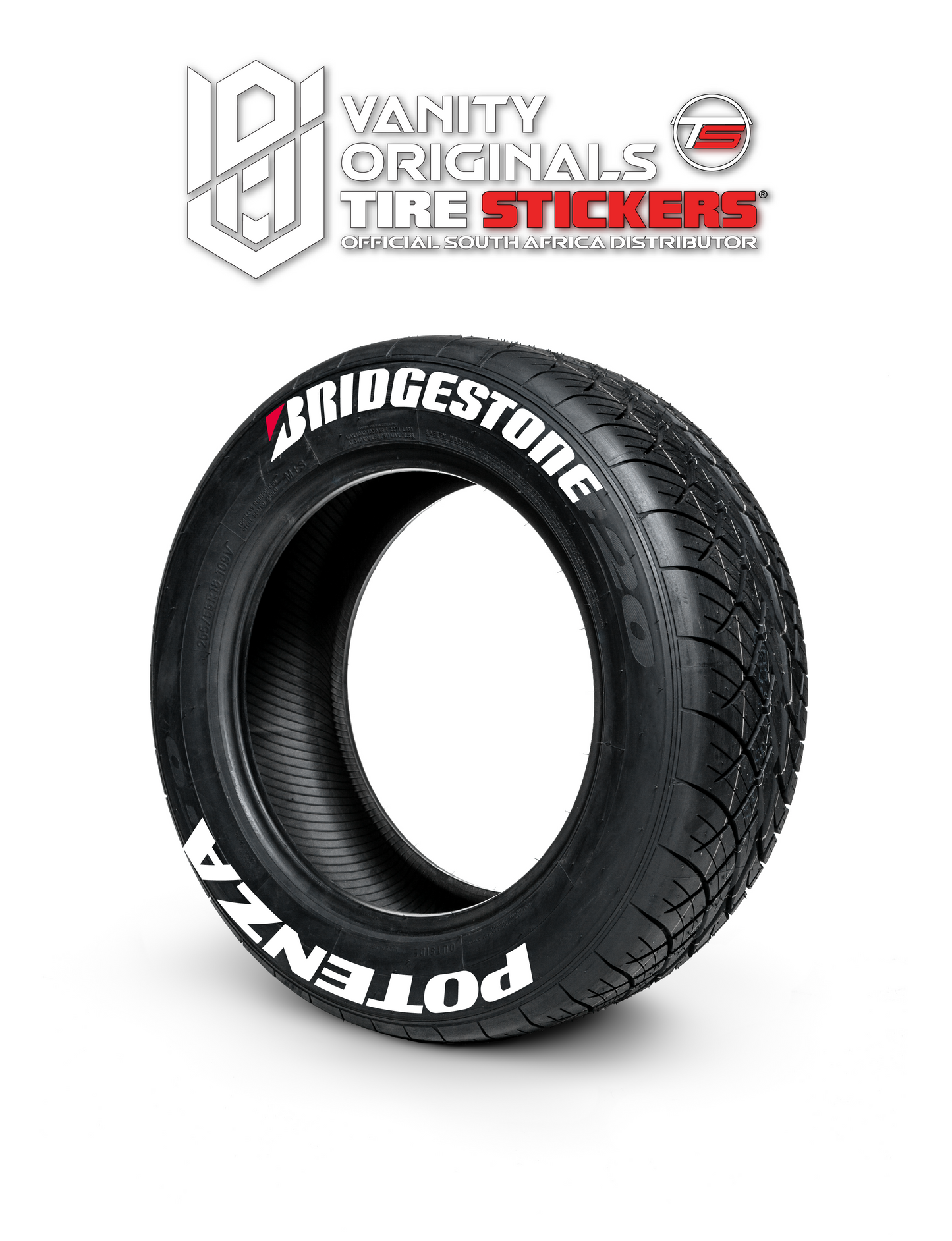 Bridgestone Potenza ( 8x Rubber Decals, Adhesive & Instructions Included )