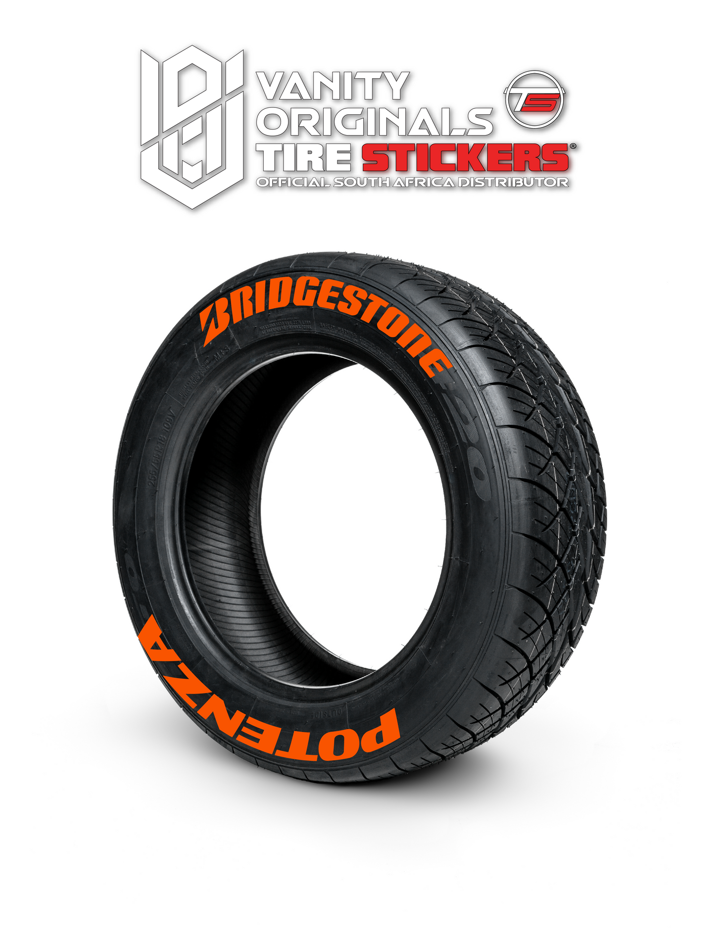 Bridgestone Potenza ( 8x Rubber Decals, Adhesive & Instructions Included )