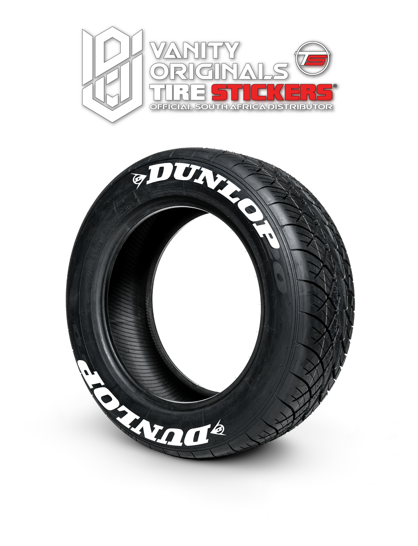 Dunlop ( 8x Rubber Decals, Adhesive & Instructions Included )