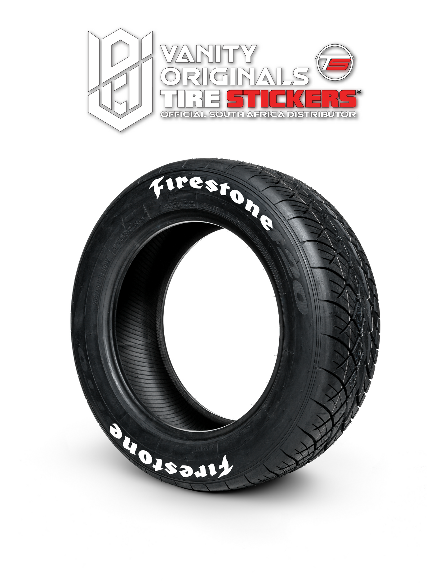 Firestone ( 8x Rubber Decals, Adhesive & Instructions Included )