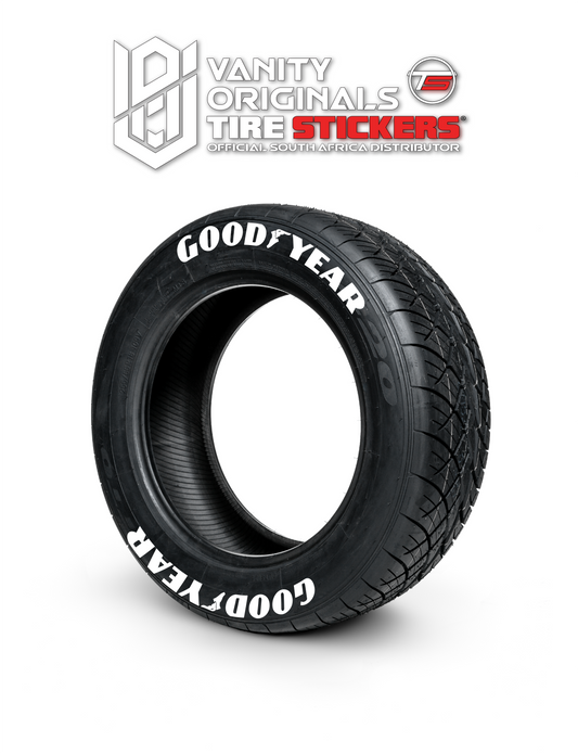 Goodyear ( 8x Rubber Decals, Adhesive & Instructions Included )